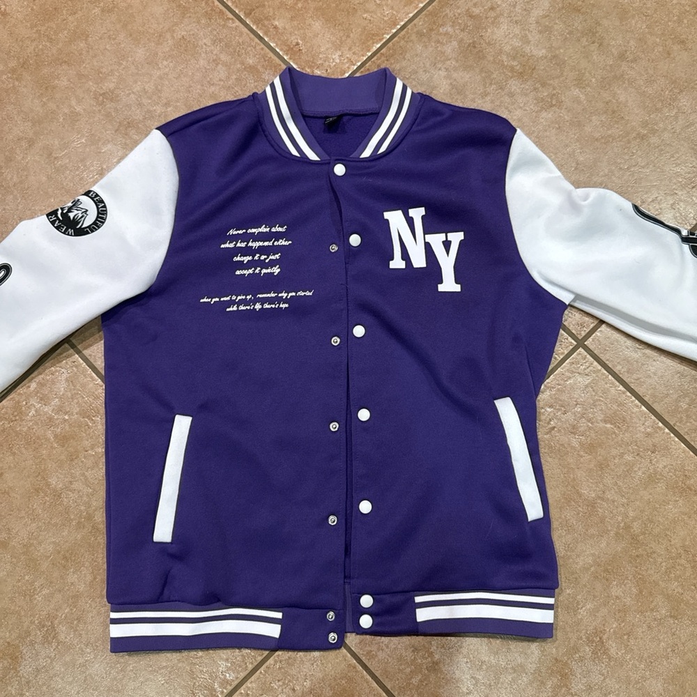 Purple and White Varsity Jacket